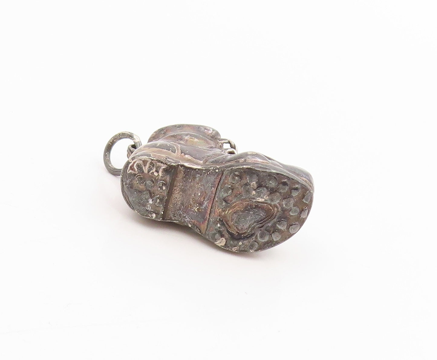 925 Sterling Silver Vintage Pendant Dark Tone Baby Bootie Shoe Charm  PT25268