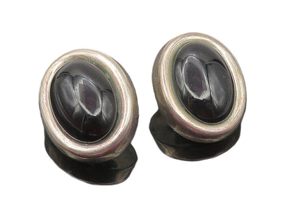 MEXICO 925 Sterling Silver  Vintage Black Onyx Non Pierce Earrings  EG6115