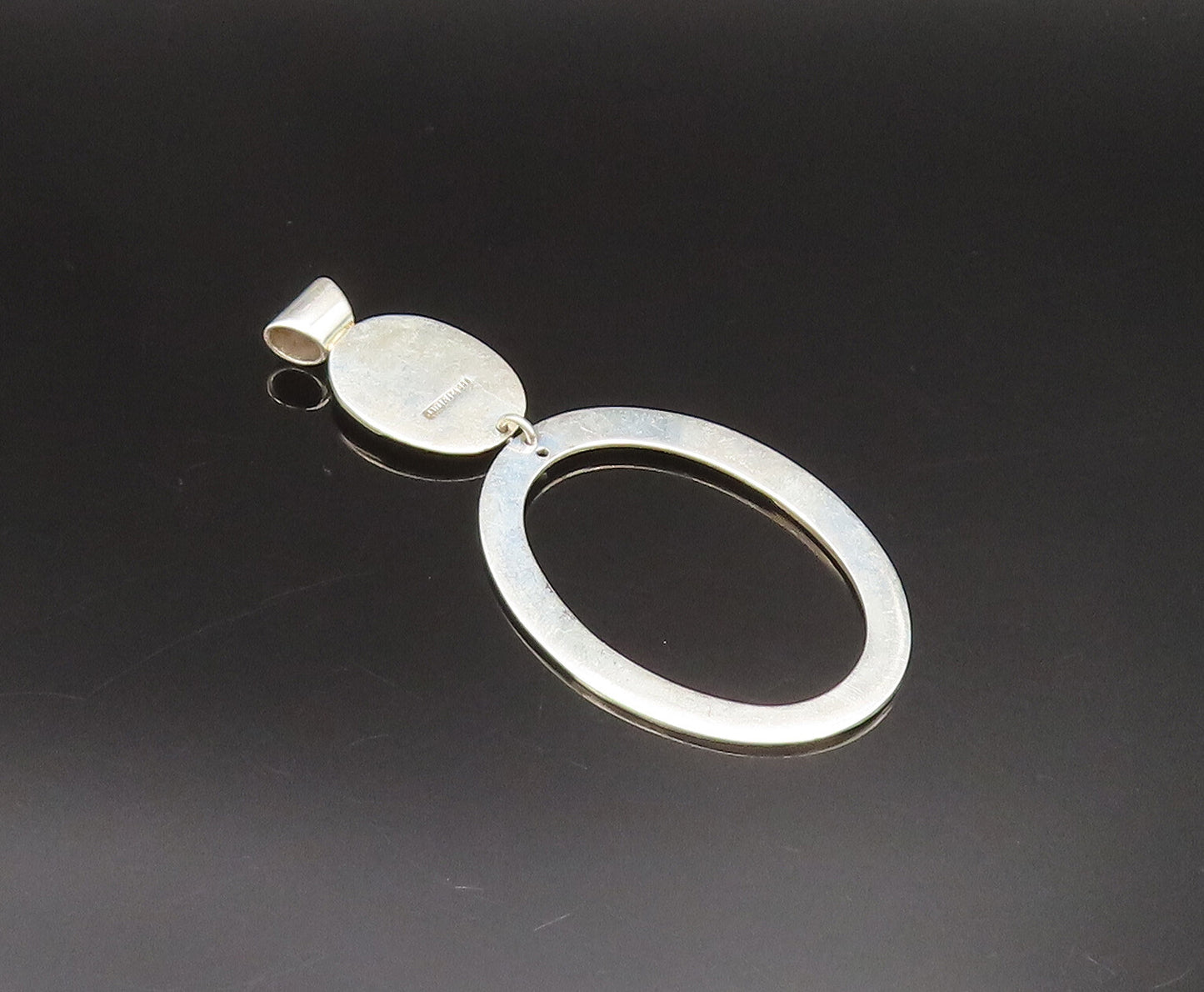 MEXICO 925 Sterling Silver Vintage Etched Graduated Open Oval Pendant PT21027