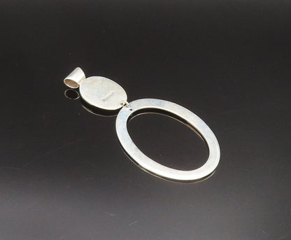 MEXICO 925 Sterling Silver Vintage Etched Graduated Open Oval Pendant PT21027