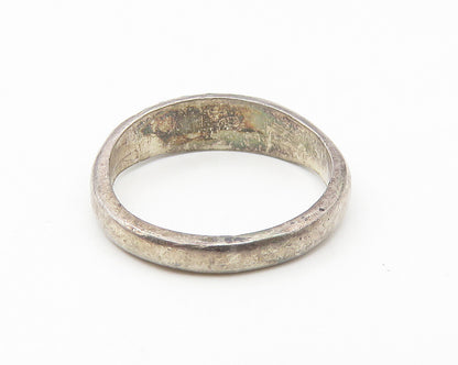 MEXICO 925 Silver  Vintage Inlaid Turquoise Striped Band Ring Sz 4.5  RG10778
