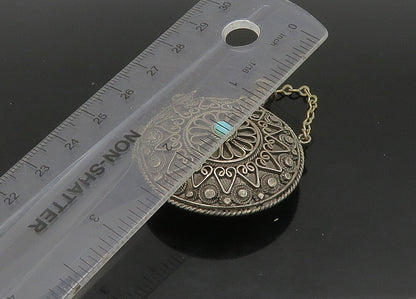 925 Sterling Silver  Vintage Turquoise Ornate Perfume Bottle (OPENS)  TR3197