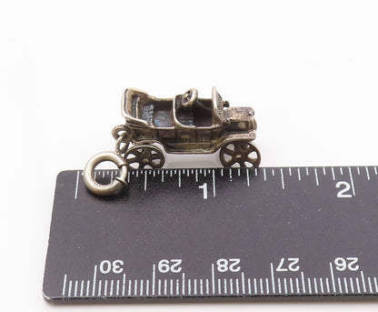 925 Sterling Silver  Vintage Oxidized Old Fashioned Automobile Pendant  PT6983