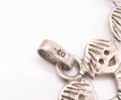 925 Sterling Silver Vintage Pendant Happy Children Holding Hands  PT23424