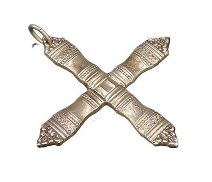 TOWLE 925 Silver  Vintage Dotted & Diamond Shape Pattern Cross Pendant PT21774