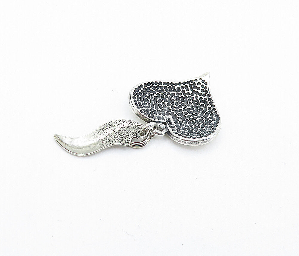 925 Sterling Silver  Vintage Share Your Passion Stamped Heart Pendant  PT4027