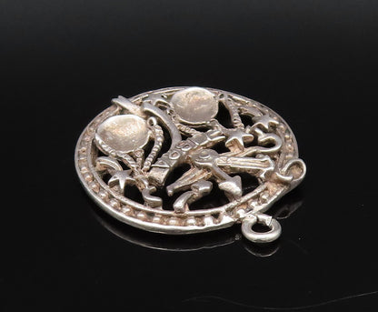 925 Silver  Vintage Openwork 3D Libra Scale & Stars Zodiac Pendant  PT21745