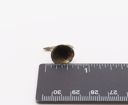 925 Sterling Silver  Vintage Dark Tone Robbin Hood Hat Pendant  PT16726