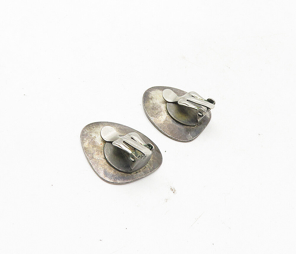ISRAEL 925 Sterling Silver Vintage Palm Tree Non Pierce Earrings  EG4864