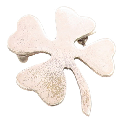 925 Sterling Silver Vintage Brooch Pin Modernist Four Leaf Lucky Clover  BP12495