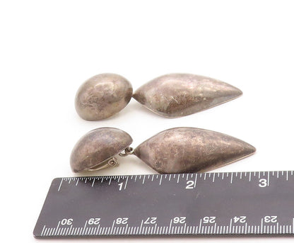 925 Sterling Silver Vintage Earrings MEXICO Dark Tone Puffed Dangling  EG13279