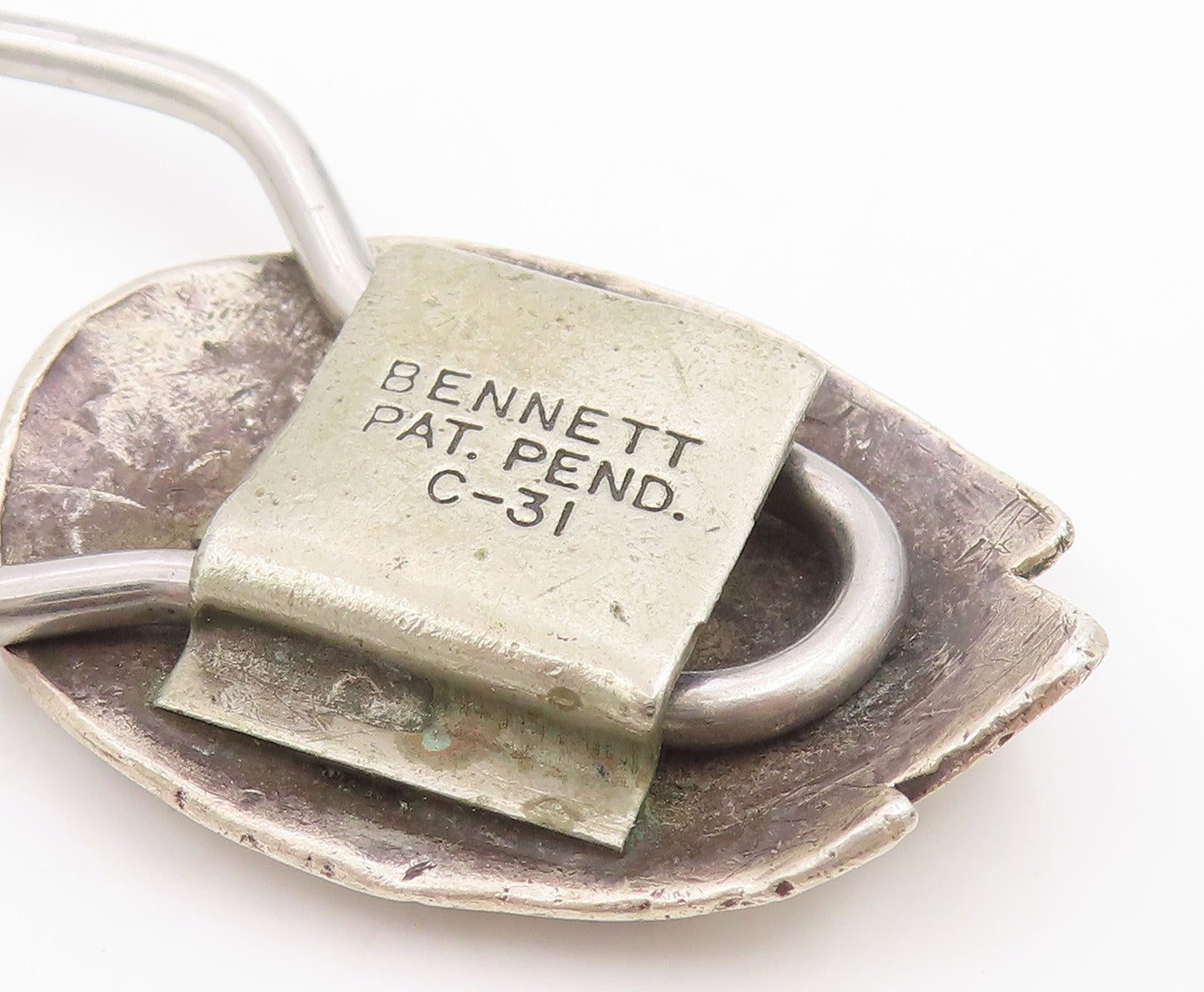 925 Sterling Silver Vintage Key Chain NAVAJO RAY BENNETT Gemstone Inlay  TR4234