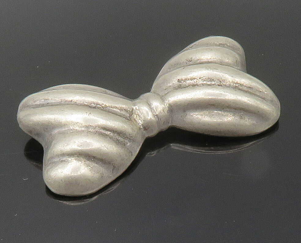 MEXICO 925 Sterling Silver  Vintage Bow Tied Ribbon Hollow Brooch Pin  BP5988