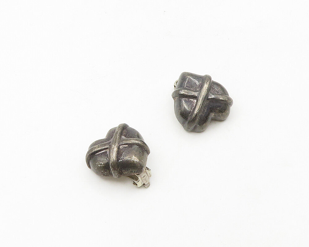 BARRA 925 Sterling Silver  Vintage Love Heart Non Pierce Earrings  EG9419