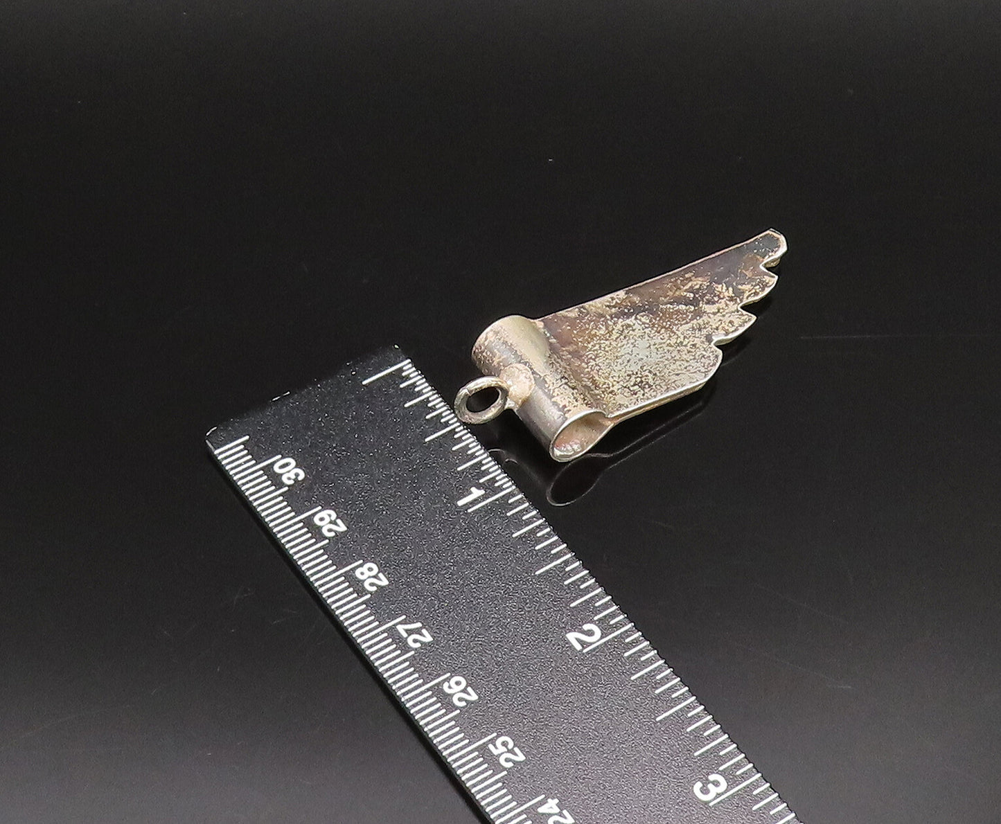 MIDDLE EAST 925 Sterling Silver Vintage Abstract Wavy Ends Pendant  PT21828