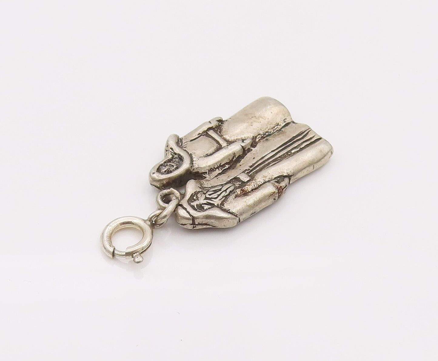 925 Sterling Silver  Vintage Old Couple Promise Solid Charm Pendant  PT22133