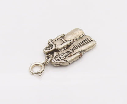 925 Sterling Silver  Vintage Old Couple Promise Solid Charm Pendant  PT22133