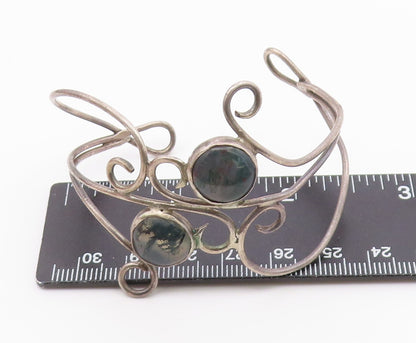 925 Sterling Silver  Vintage Rutilated Quartz Swirl Cuff Bracelet  BT8770