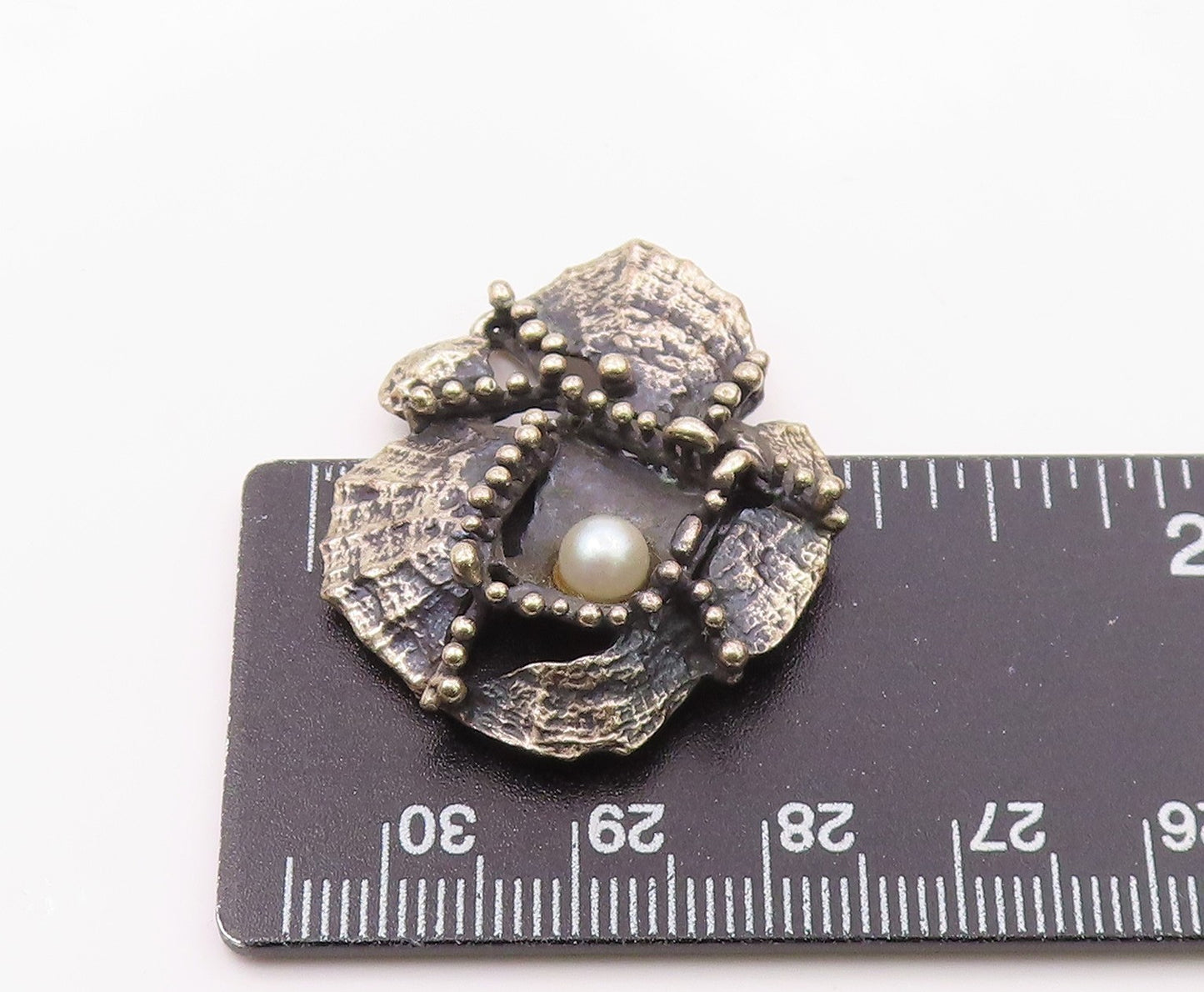 ANSON 925 Sterling Silver   Vintage Cultured Pearl Oxidized Pendant  PT18290
