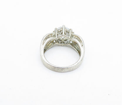 MEDA 925 Silver  Vintage Cubic Zirconia Solitaire Accent Ring Sz 6  RG3929