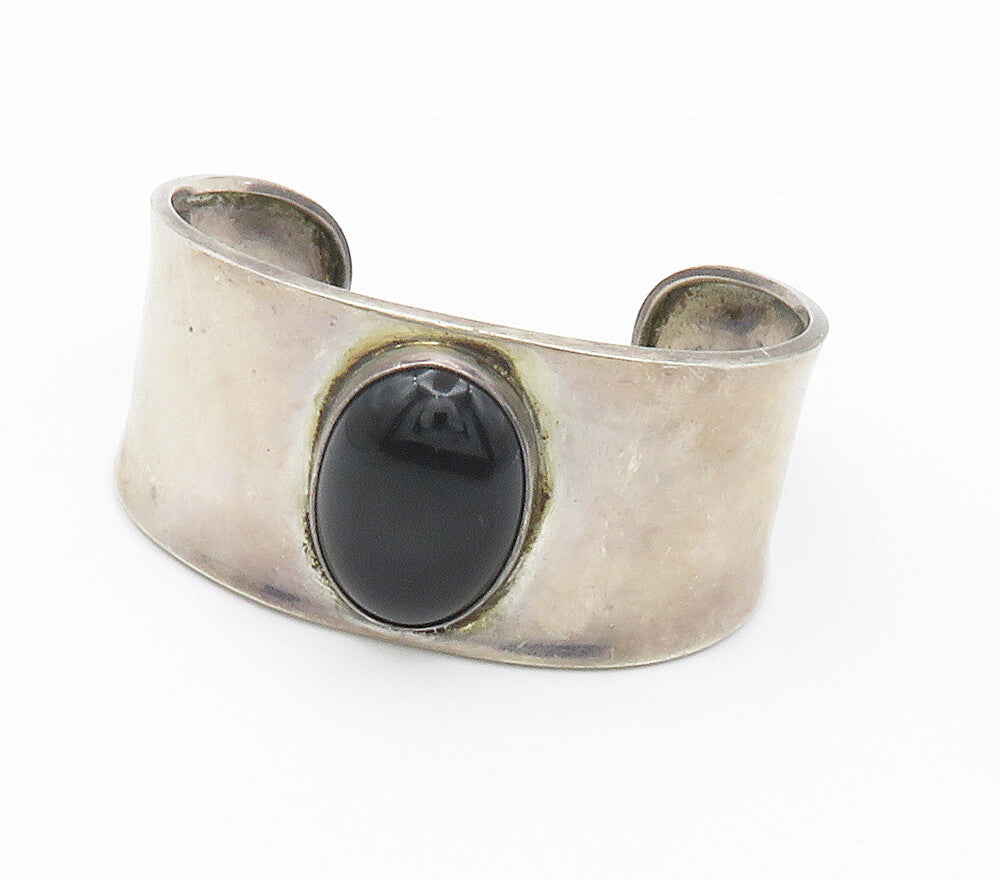 CII MEXICO 925 Sterling Silver  Vintage Black Onyx Cuff Bracelet  BT5930
