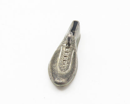 925 Sterling Silver  Vintage Dark Tone Bowling Shoe Motif Pendant  PT8526