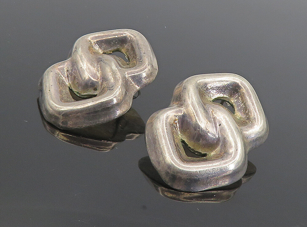 MEXICO 925 Sterling Silver   Vintage Dark Tone Linked Drop Earrings  EG4413