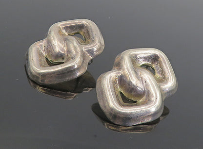 MEXICO 925 Sterling Silver   Vintage Dark Tone Linked Drop Earrings  EG4413