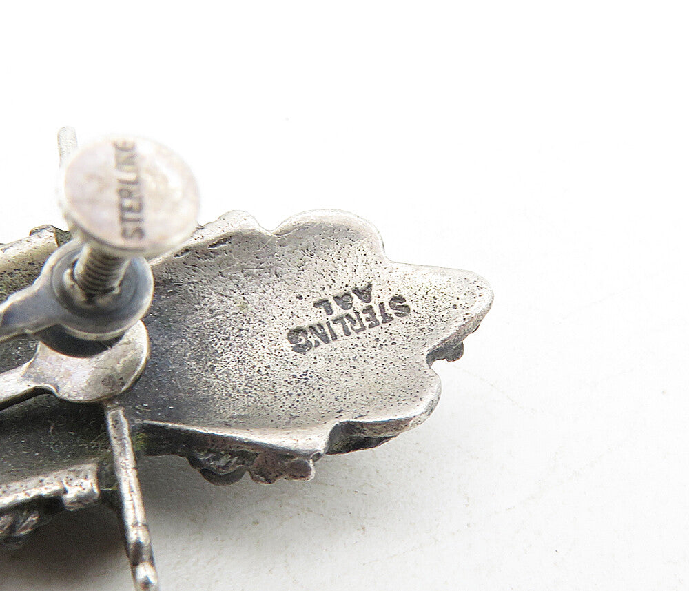 925 Sterling Silver Vintage Antique Dagger Chain Non Pierce Earrings EG4500