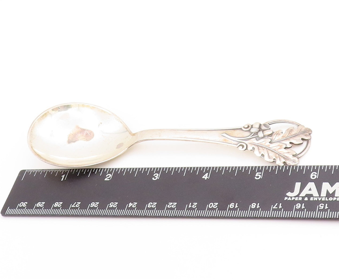 925 Sterling Silver Vintage Tea Caddy COHR DENMARK Leaves Motif Spoon  TR4022