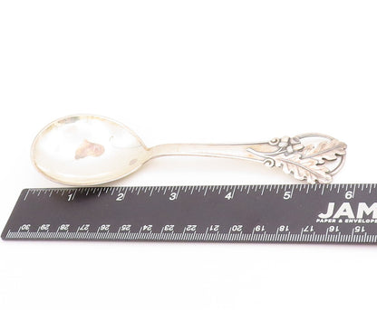 925 Sterling Silver Vintage Tea Caddy COHR DENMARK Leaves Motif Spoon  TR4022