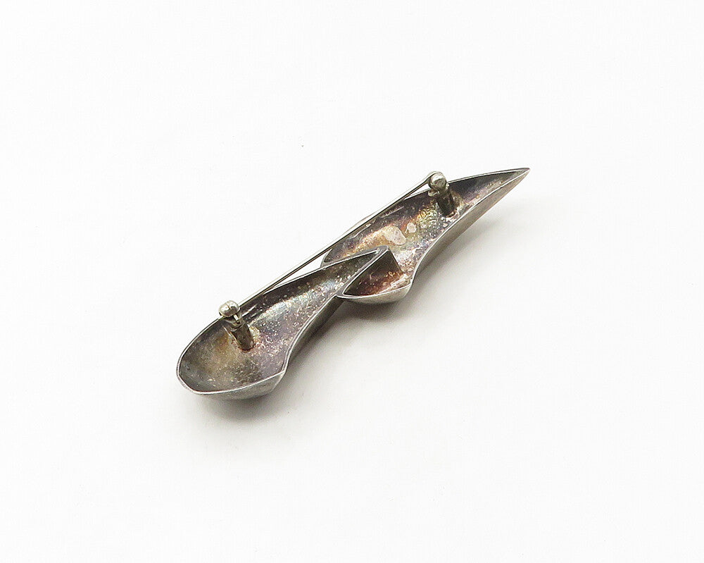 CHARLES KYRPELL 925 Silver  Vintage Dark Tone Modernist Brooch Pin  BP6750