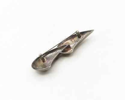 CHARLES KYRPELL 925 Silver  Vintage Dark Tone Modernist Brooch Pin  BP6750
