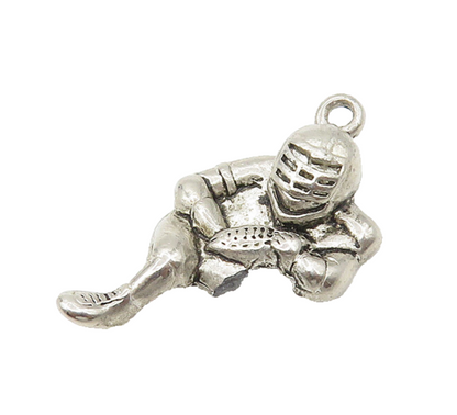 925 Sterling Silver  Vintage Shiny Petite Football Player Pendant  PT13833