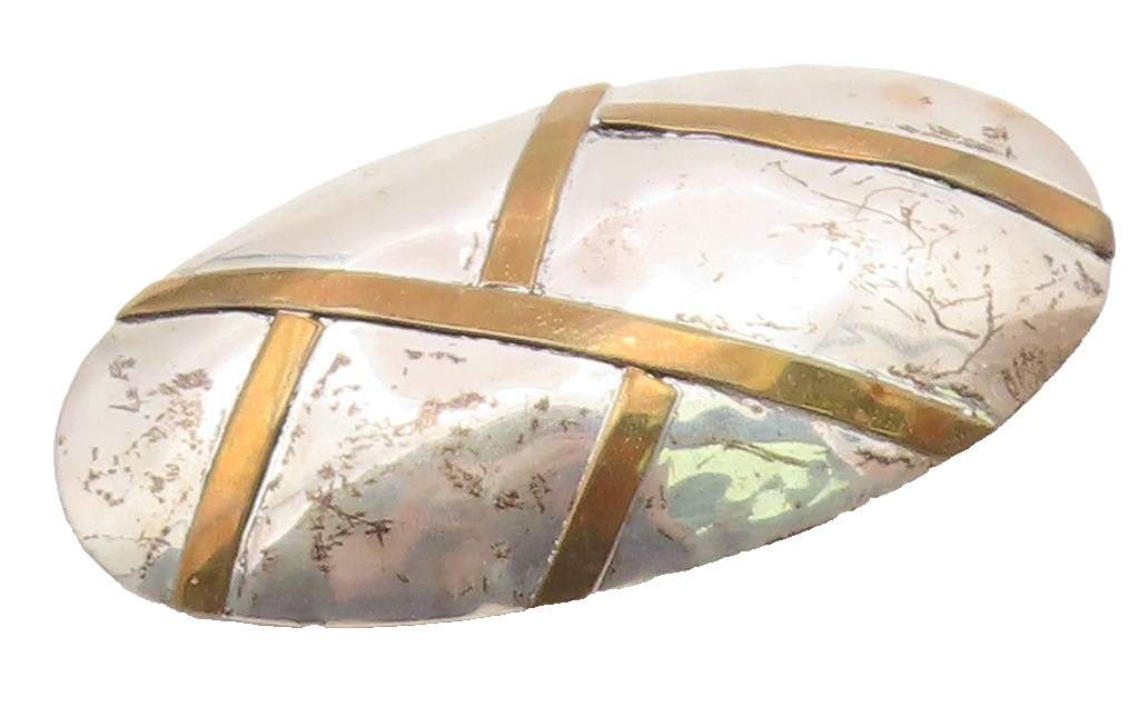 LOUIS BOOTH 925 Sterling Silver  Vintage Shiny 2 Tone Dome Brooch Pin  BP5286