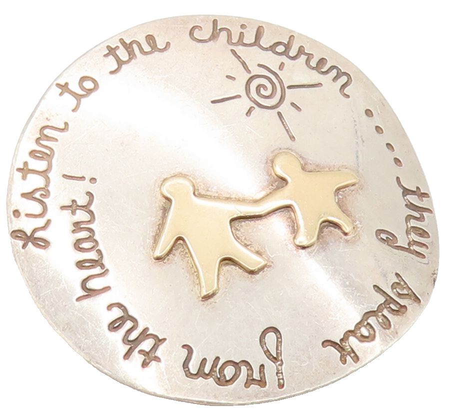 MARGIE LOMBARD 14K GOLD & 925 Silver Vintage Inspirational Brooch Pin BP10122