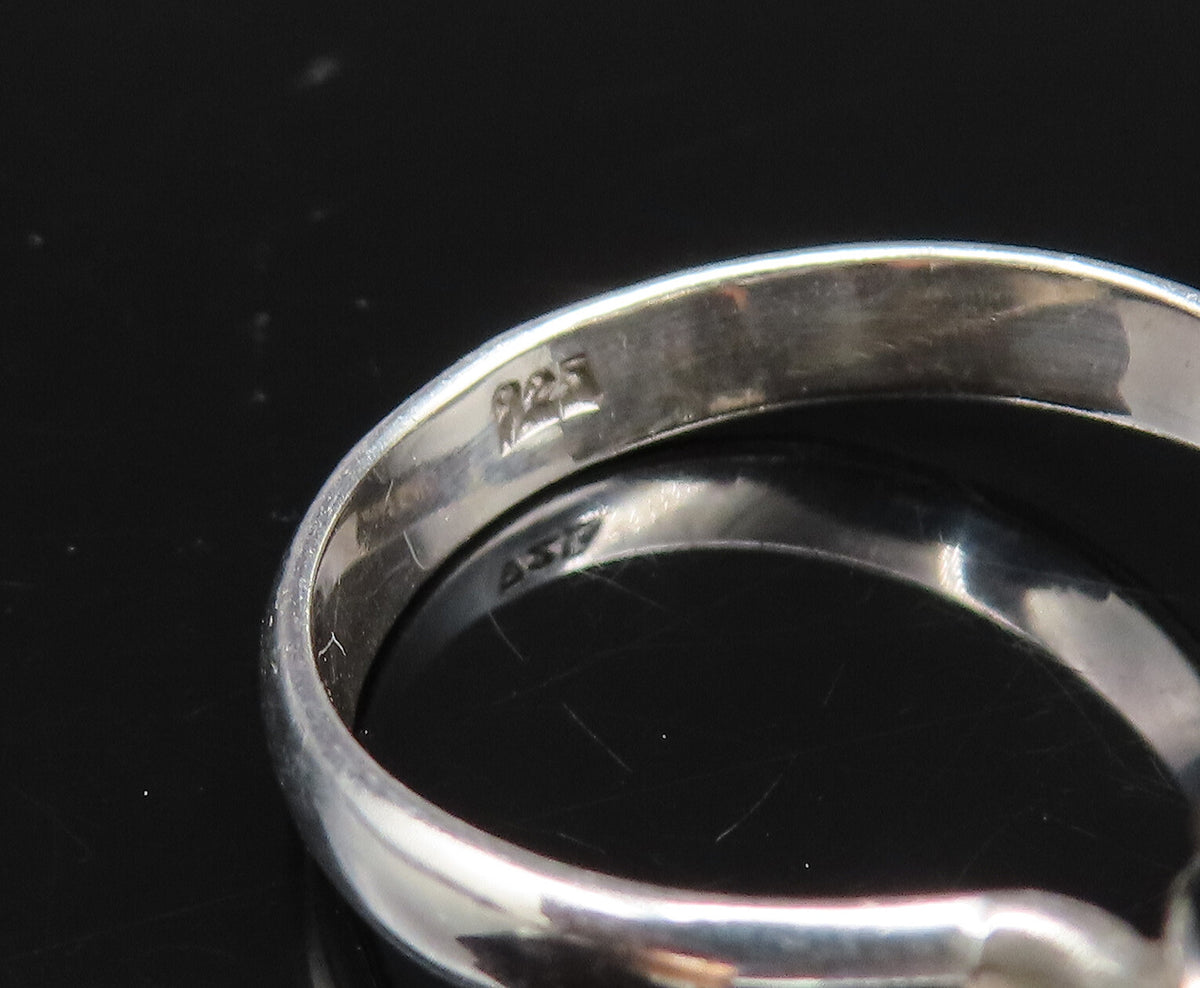 925 Sterling Silver Vintage Openwork Faceted Black Onyx Ring Sz 8  RG26004