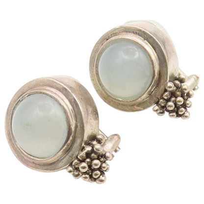 925 Sterling Silver Vintage Earrings MICHAEL DAWKINS Chalcedony Beads  EG14491