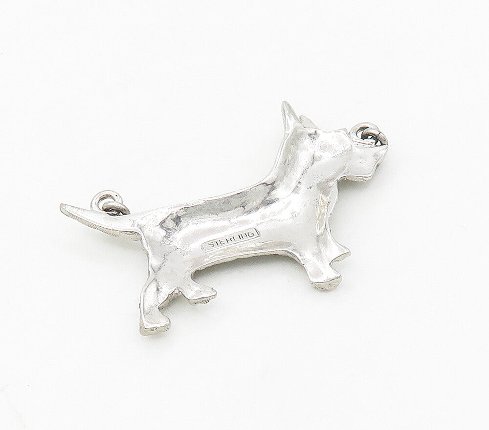925 Sterling Silver  Vintage Sparkling Terrier Dog Motif Pendant  PT13342