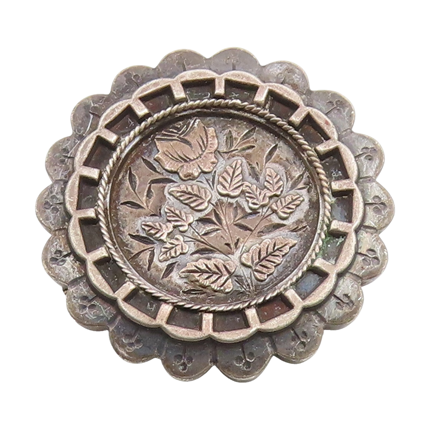 925 Sterling Silver Vintage Brooch Pin Antique Floral Blossom Concho  BP12366