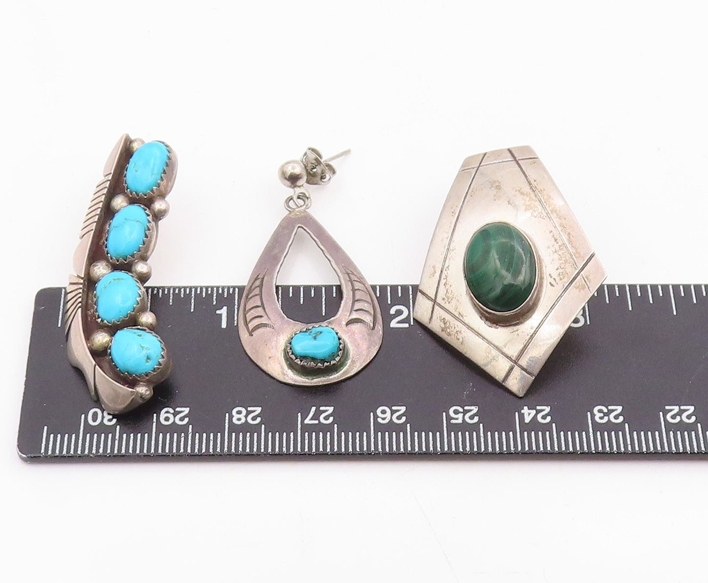 925 Sterling Silver Vintage Earrings NAVAJO ZUNI Gemstone Single Lot  EG14290