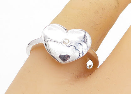 925 Sterling Silver Genuine Diamond Accent Love Heart Band Ring Sz 10 RG5095