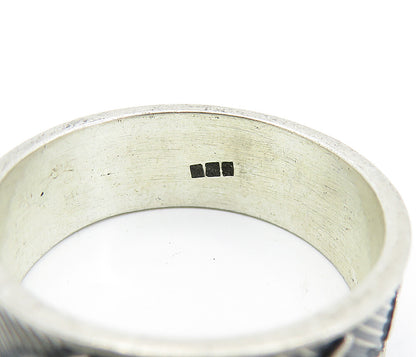 925 Sterling Silver  Vintage Oxidized Dolphins Large Band Ring Sz 11.5  RG6427