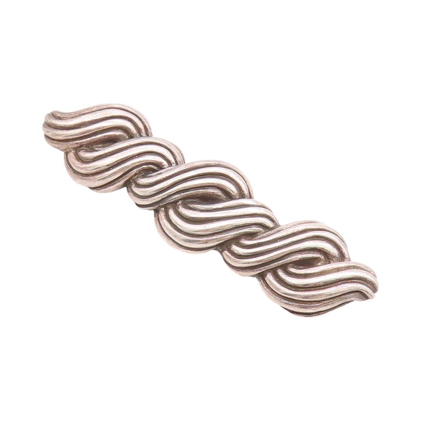 925 Sterling Silver Vintage Brooch Dark Tone Thick Twisted Rope Etched  BP11475