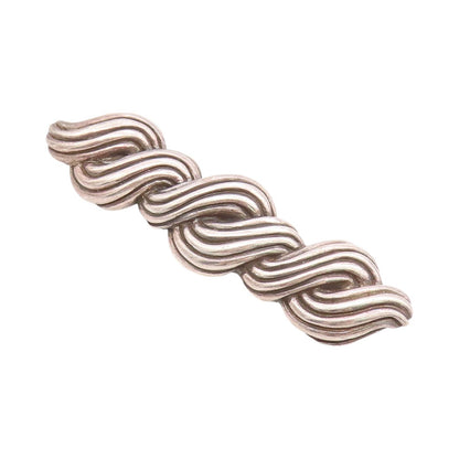 925 Sterling Silver Vintage Brooch Dark Tone Thick Twisted Rope Etched  BP11475