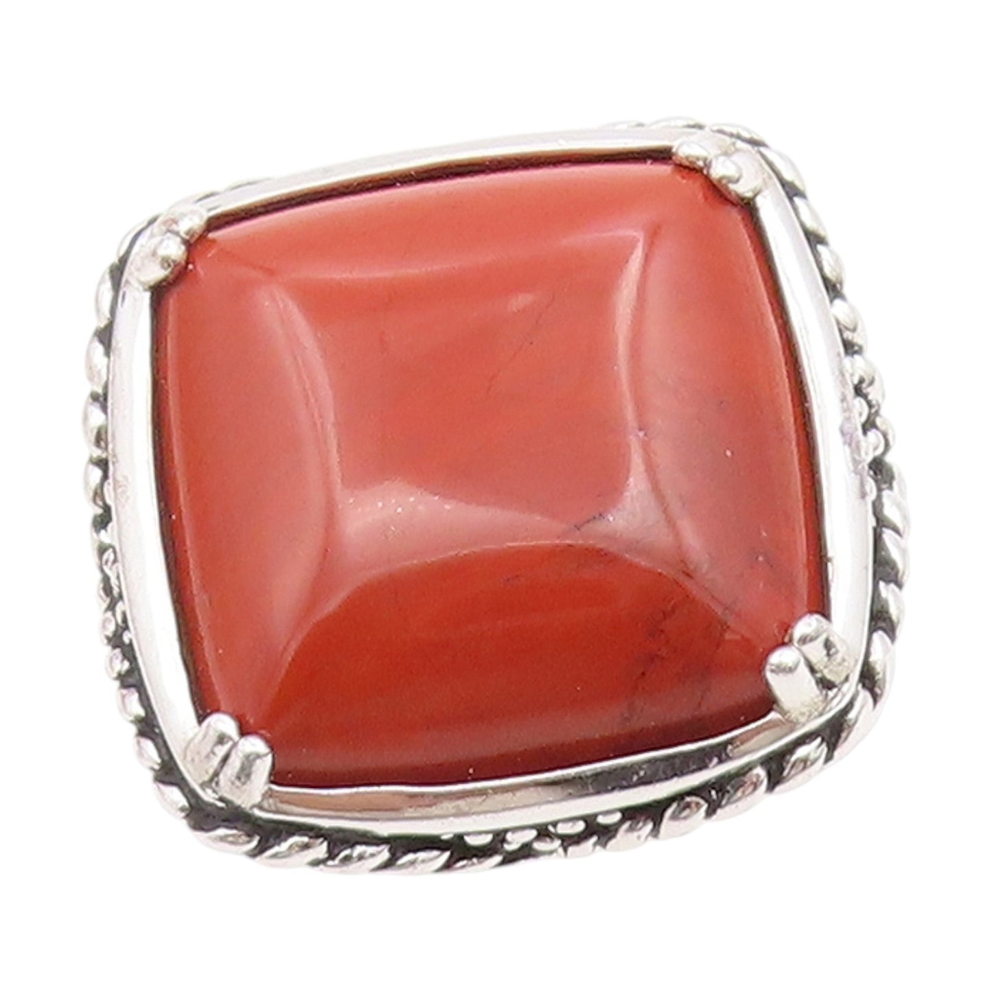 925 Sterling Silver Vintage Ring Cabochon Carnelian Chunky Band  Sz 7  RG34424
