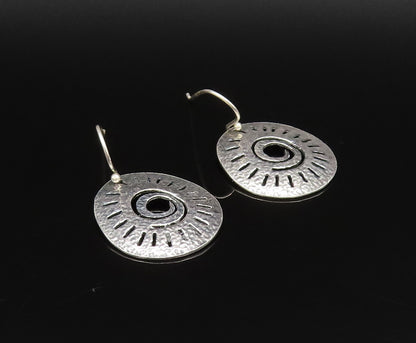 ISRAEL 925 Silver  Vintage Hammered Openwork Spiral Round Earrings  EG12028