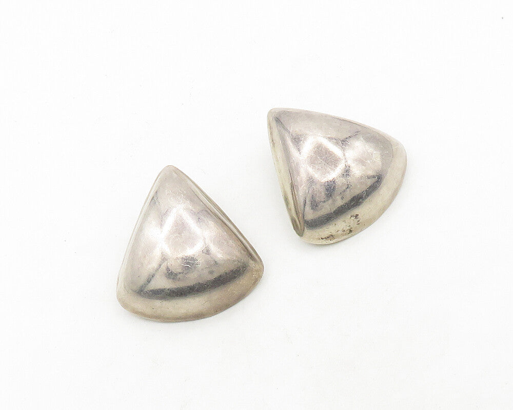 925 Sterling Silver  Vintage Shiny Smooth Hollow Non Pierce Earrings  EG9717