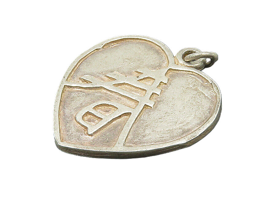925 Sterling Silver  Vintage Raised Detail Love Heart Drop Pendant  PT15066