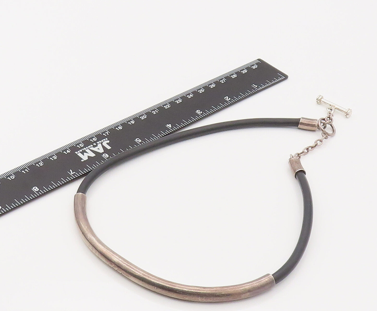 925 Sterling Silver  Vintage Minimalist Tribal Toggle Lock Necklace  NE4146